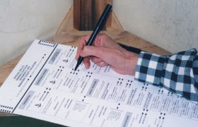 Election Ballot Being Filled In