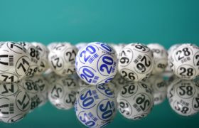 Lottery balls put on a flat glass surface