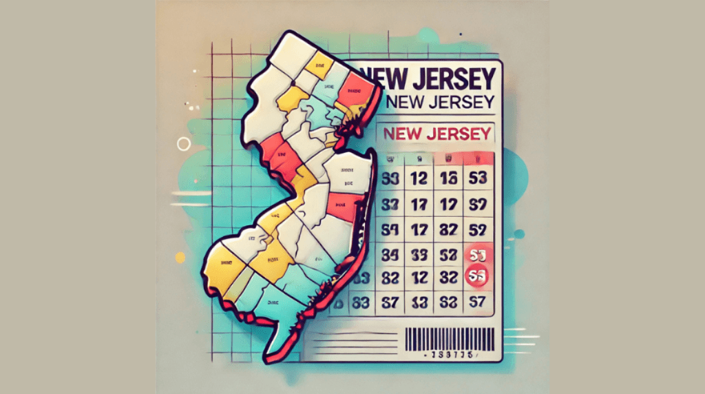 New Jersey state map and lottery tickets