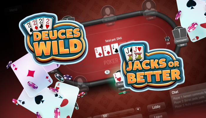 Logos of different video poker games