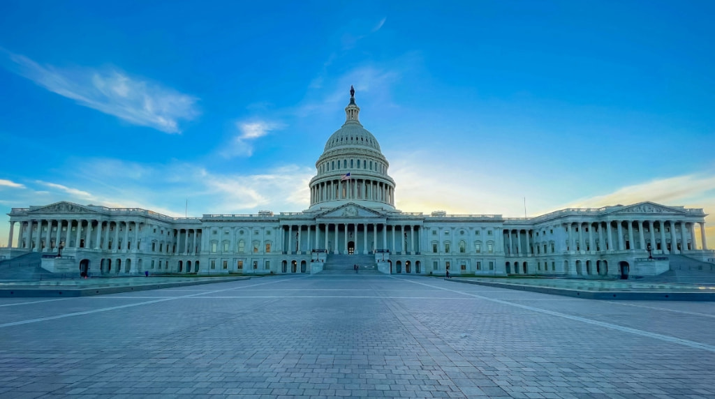 US Capitol building under blue sky