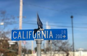 California street sign against a blue sky