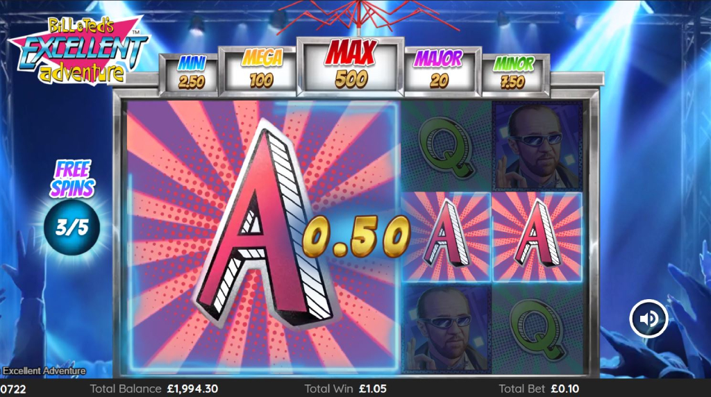 Screenshot of the free spins of Bill & Ted's Excellent Adventure