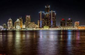 Detroit, Michigan, at night