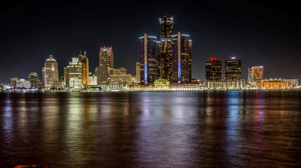 Detroit, Michigan, at night