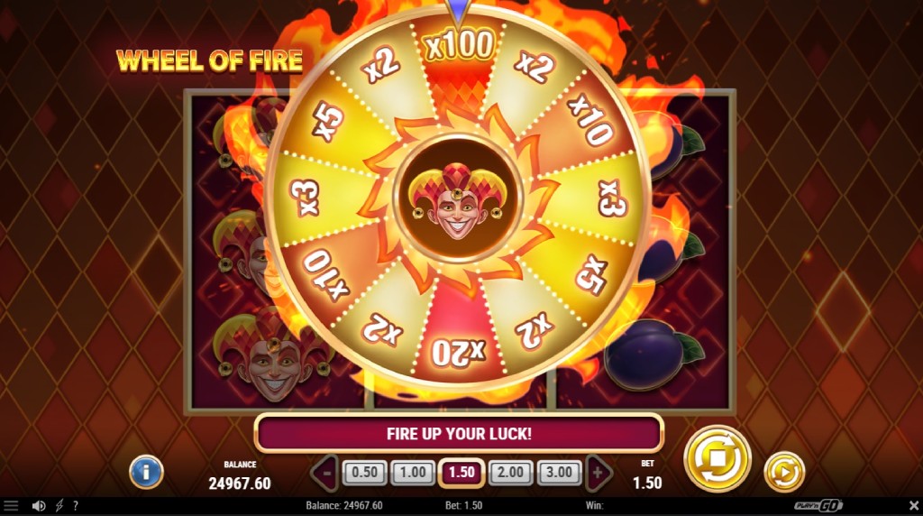 Screenshot of the Wheel of Fire of Fire Joker 100