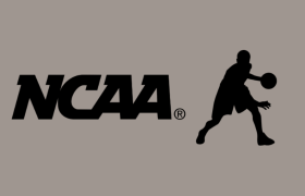 NCAA logo and athlete