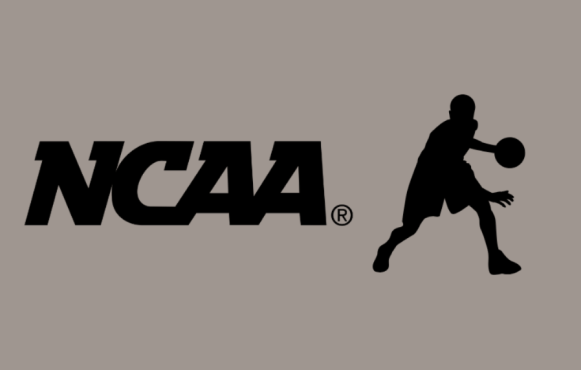 NCAA logo and athlete