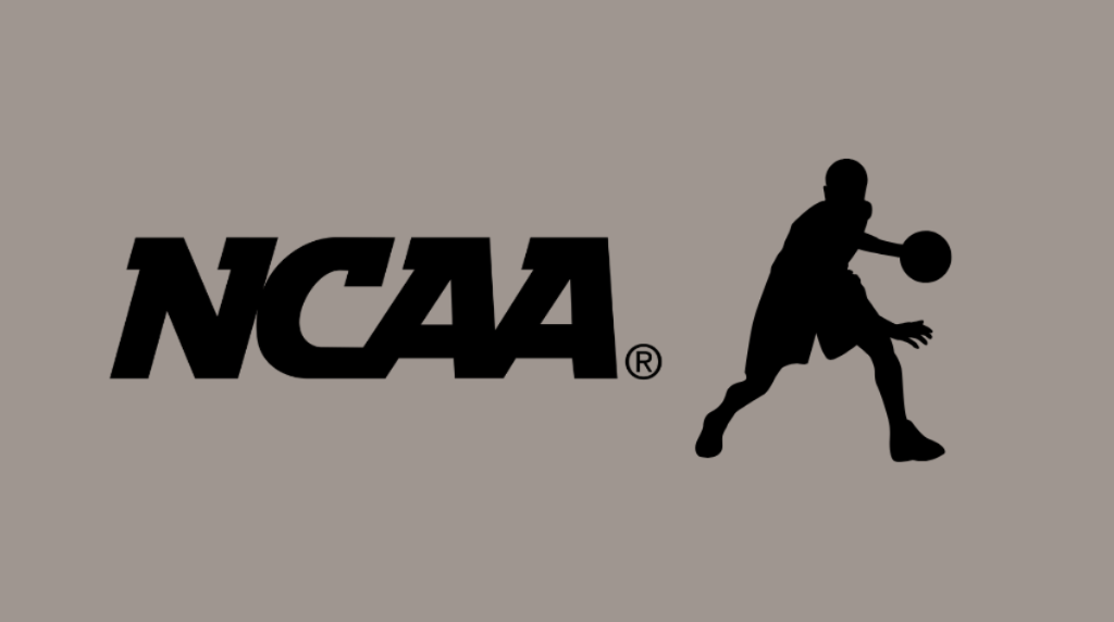 NCAA logo and athlete