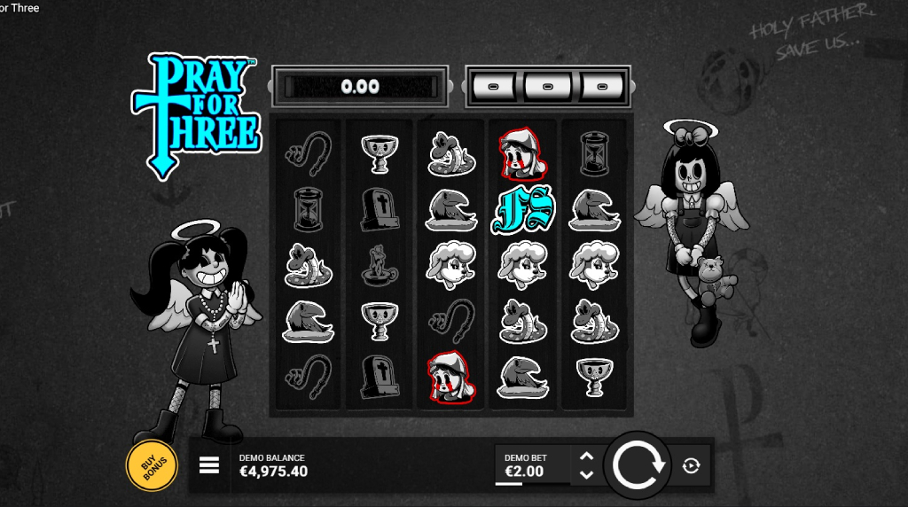 Screenshot from the New Pray for Three Slot by Hacksaw Gaming