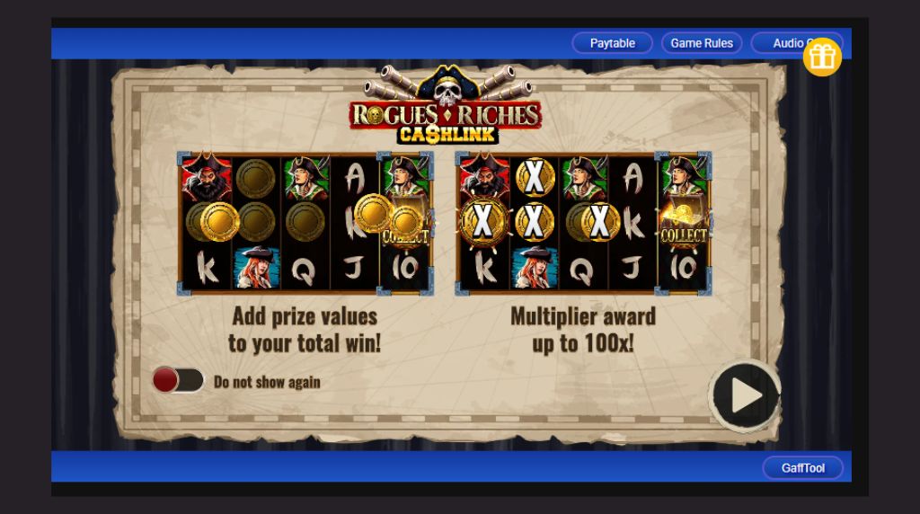 Screenshot from the New Rogues Riches Cashlink slot by IGT