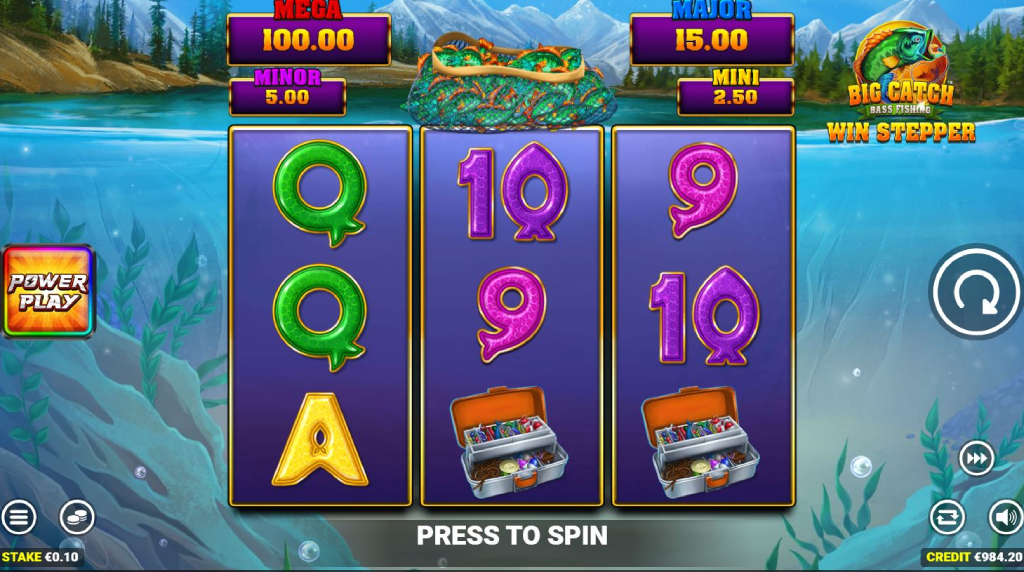 Screenshot from the New Big Catch Bass Fishing Win Stepper by Blueprint Gaming Game