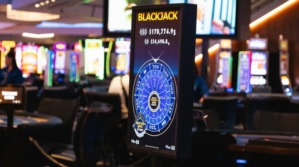Sign for Blackjack Bonus Spin Extreme in table game pit