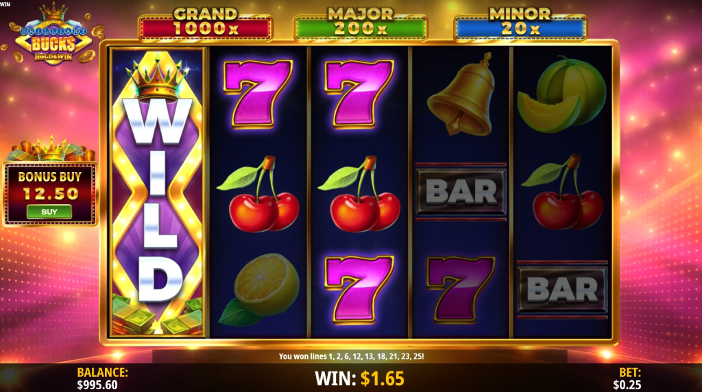Screenshot from the new Brilliant Bucks Hold & Win slot by IGT