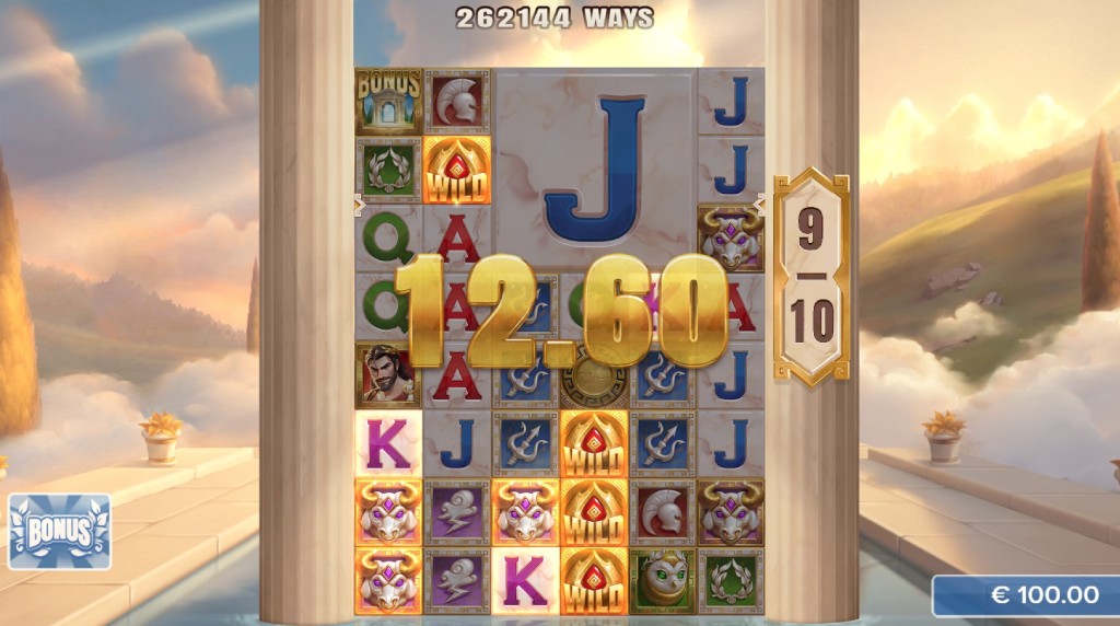 Screenshot of the Free Drops bonus round of Elysian Gold