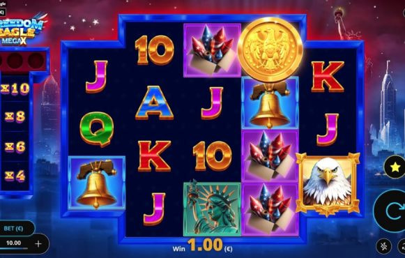 Screenshot from the new Freedom Eagle Mega X slot by Gaming Corps
