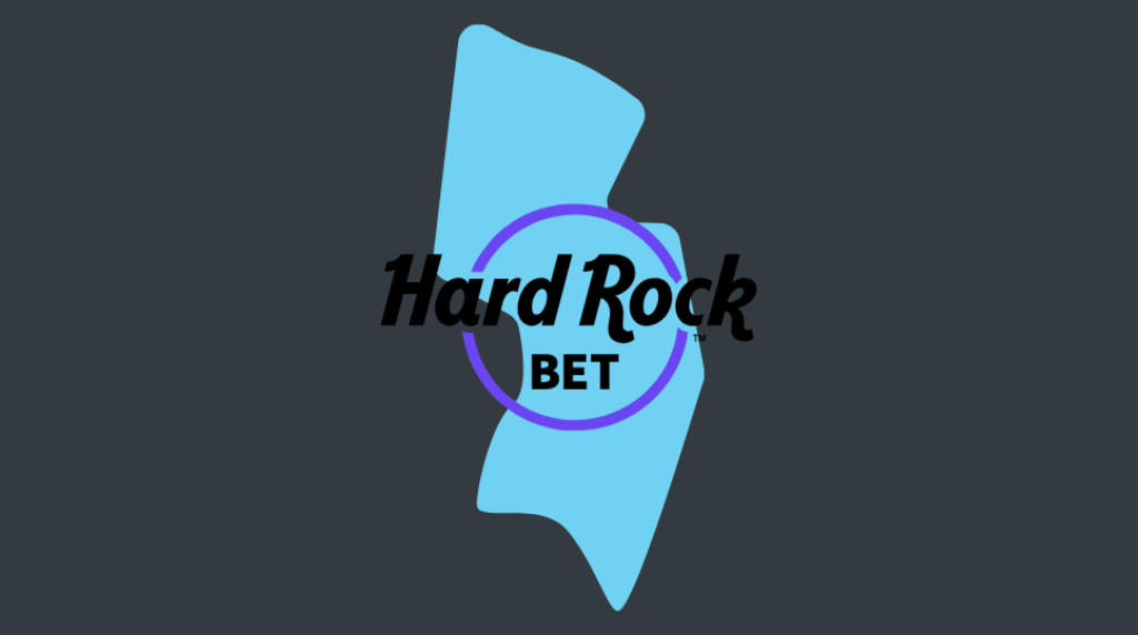 Hard Rock Bet logo and New Jersey map