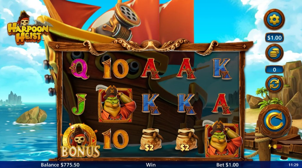 Screenshot from the new Harpoon Heist slot by Light & Wonder