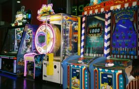 Arcade style video games waiting to be played