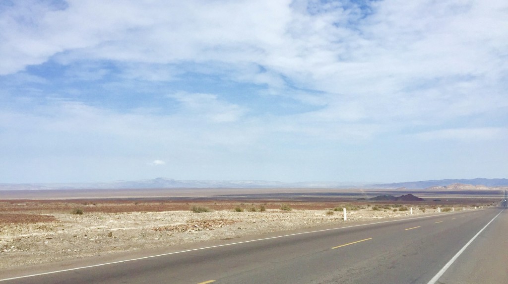 Nevada's empty desert under bright blue sky.