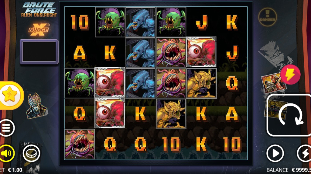 Screenshot from the New Brute Force Alien Onslaught Slot by Nolimit City