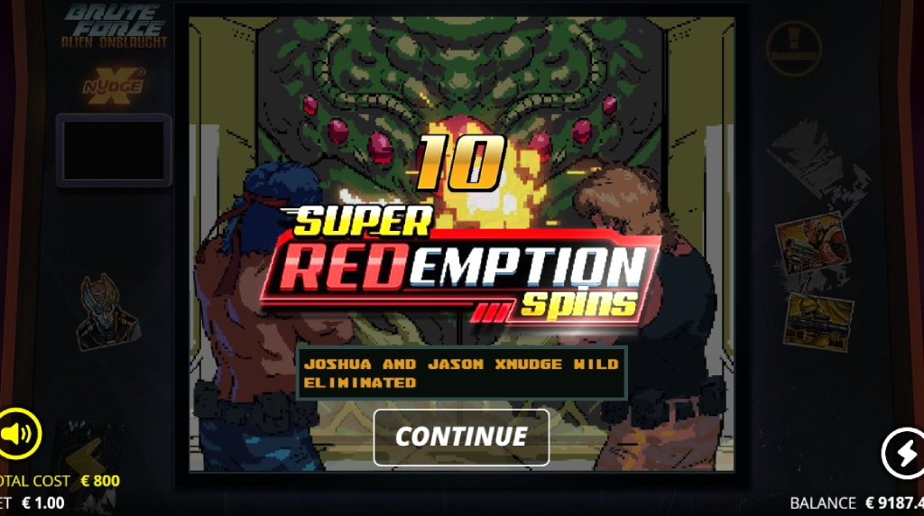 Screenshot of the Super Redemption Spins of Brute Force Alien Onslaught