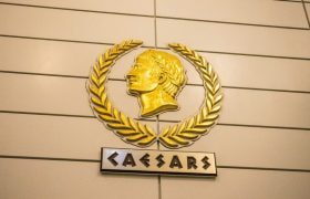 Caesars Casino logo on a biulding.