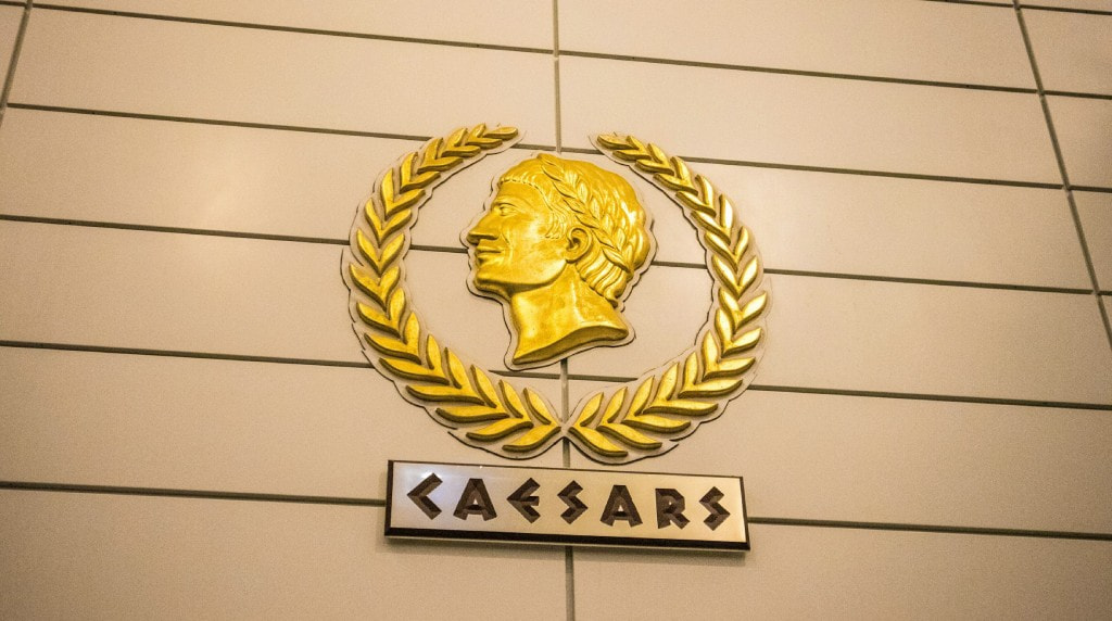 Caesars Casino logo on a biulding.