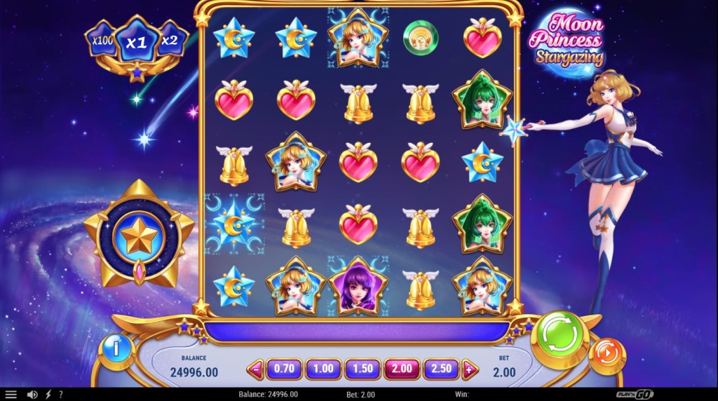 Screenshot from the New Moon Princess Stargazing Slot by Play'n GO