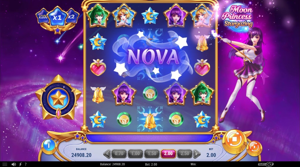 Screenshot of the Girl Powers feature of Moon Princess Stargazing