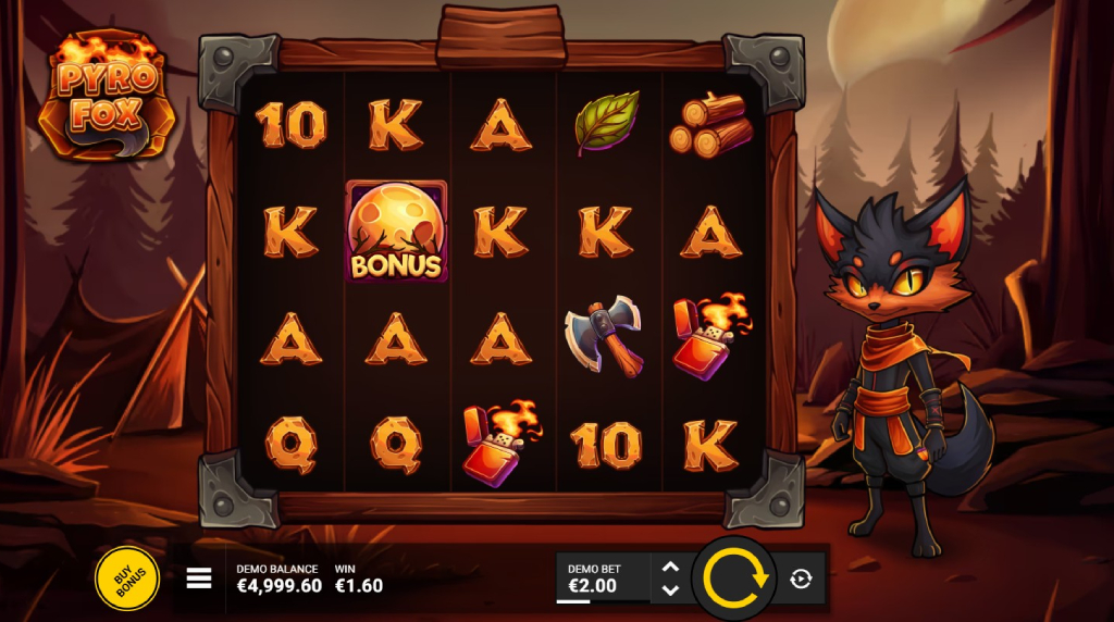 Screenshot from the New Pyrofox Slot by Backseat Gaming