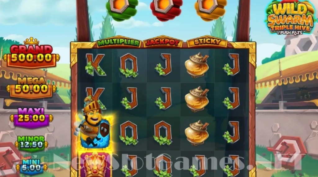 Screenshot from the New Wild Swarm Triple Hive Slot by Push Gaming