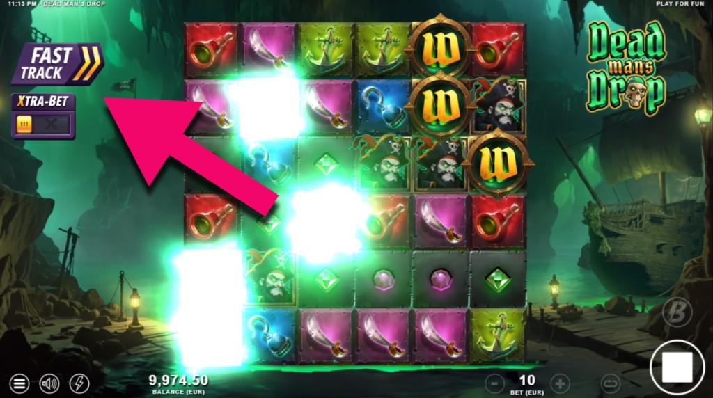 Screenshot of Dead Man's Drop spin with Fast Track