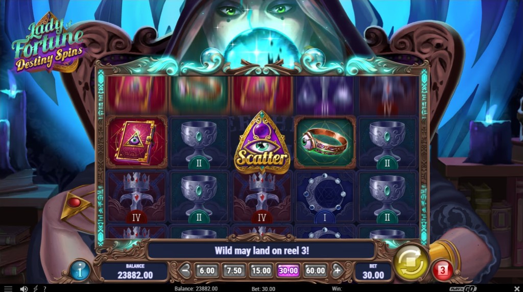 Screenshot from the New Lady of Fortune Destiny Spins Slot by Play'n GO