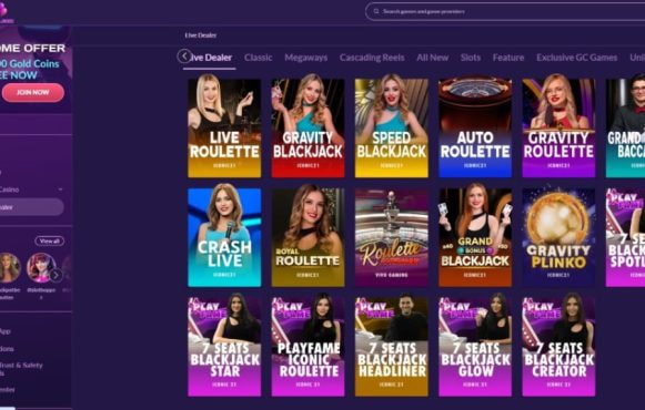 Screenshot With Details about the Live Dealer Games at PlayFame