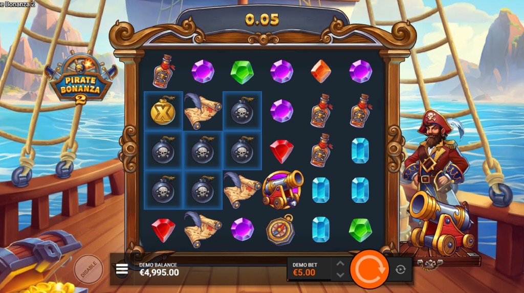 Screenshot of the Cannon Feature of Pirate Bonanza 2
