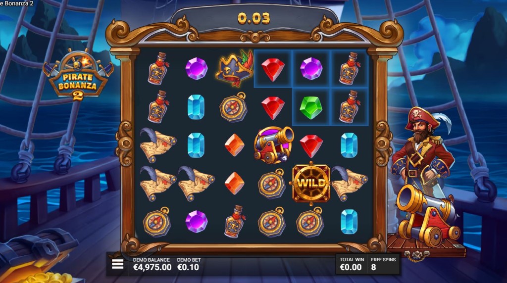 Screenshot of the Free Spins of Pirate Bonanza 2