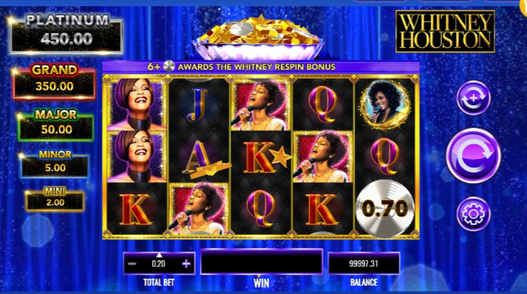 Screenshot from the new Whitney Houston slot by IGT