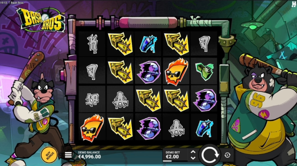 Screenshot from the new Bash Bros slot by Hacksaw Gaming