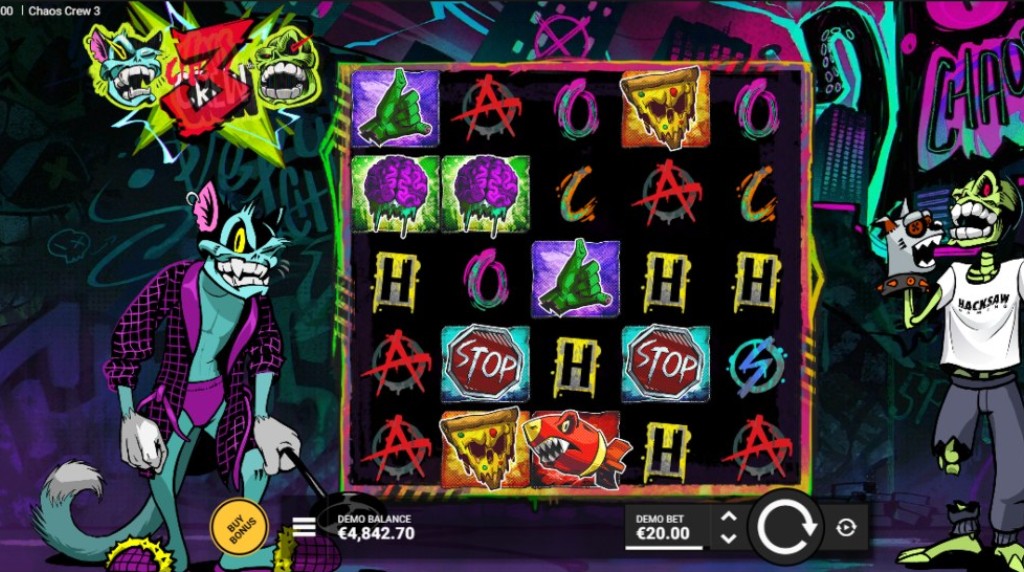 Screenshot from the New Chaos Crew 3 Slot by Hacksaw Gaming