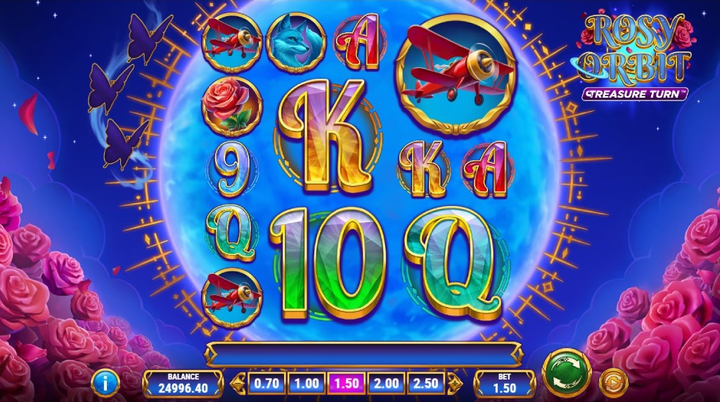 Screenshot from the New Rosie OrbitTreasure Turn Slot by Play-N-Go