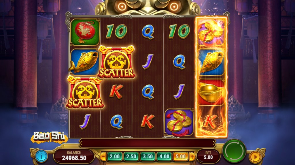 Screenshot of the Free Spins feature of Bao Shi