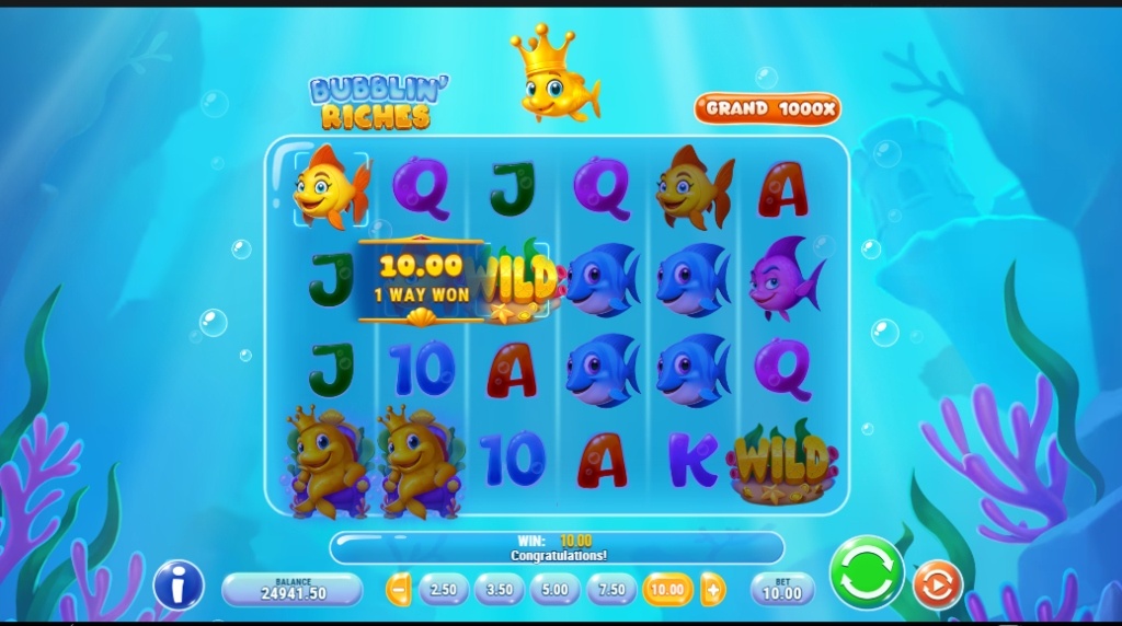 Screenshot from the Wild Winning spin of Bubblin’ Riches