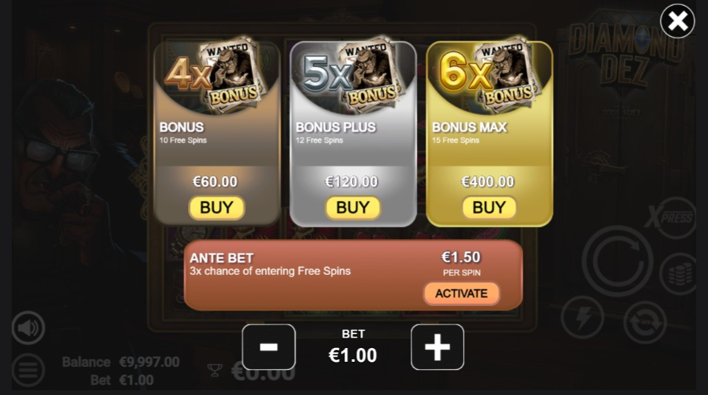 Screenshot from the Bonus Buy of Diamond Dez