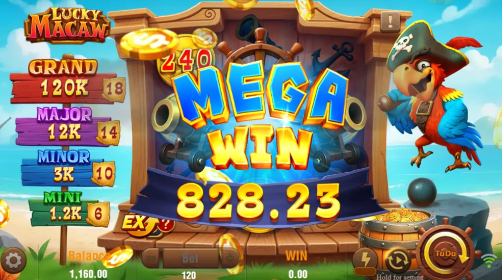 Screenshot of the Mega Win in Lucky Macaw