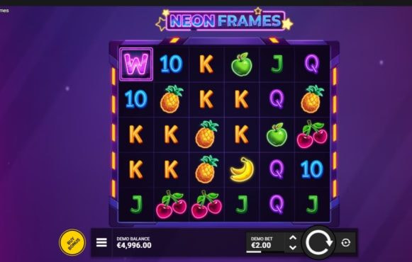 Screenshot from the New Neon Frames Slot by Backseat Gaming
