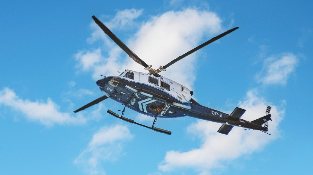 Police helicoptor in flight