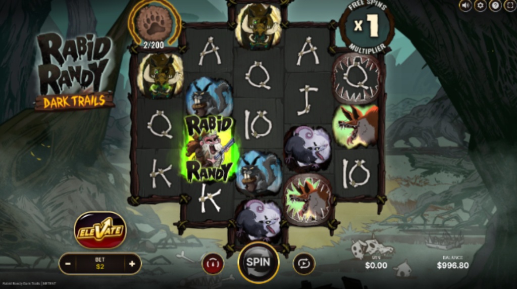 Screenshot from the New Rabid Randy DarkTrails Slot by NetEnt