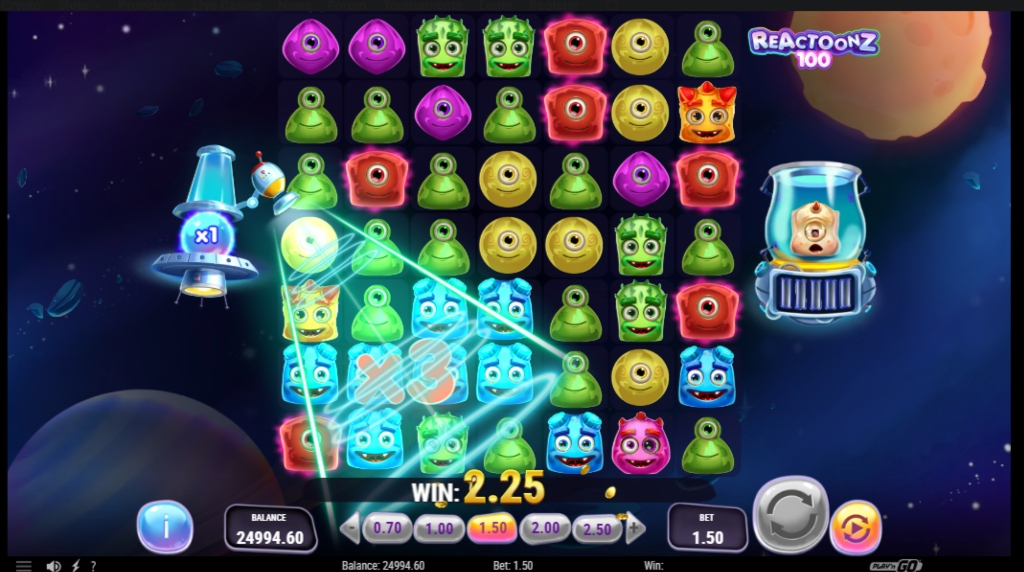 Screenshot from the New Reactoonz 100 Slot by Play'n GO