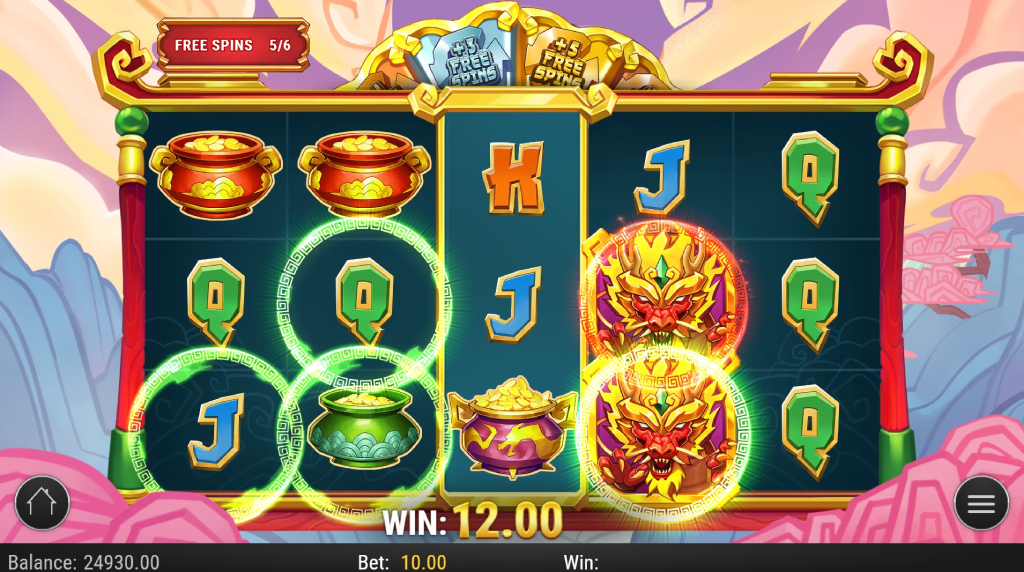 Screenshot from the free spins of Rings of Prosperity